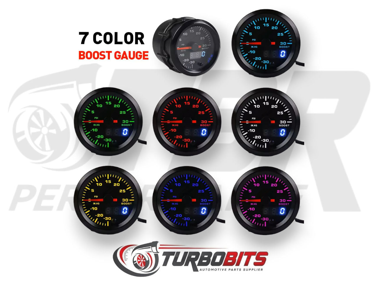 Boost Gauge 52mm Dual Display - Electronic - Multi Colour