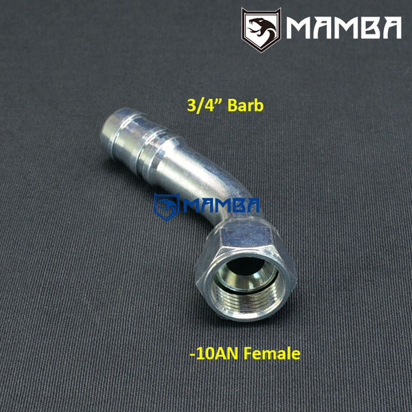 Mamba Adapter Fitting 10AN Female 45 Degree 3/4" barb Turbocharger oil return / block