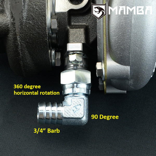 Mamba 90 Deg 3/4" Barb Turbocharger Oil Return Flange Kit IHI RHF4 RHF5 RHF5F RHF55