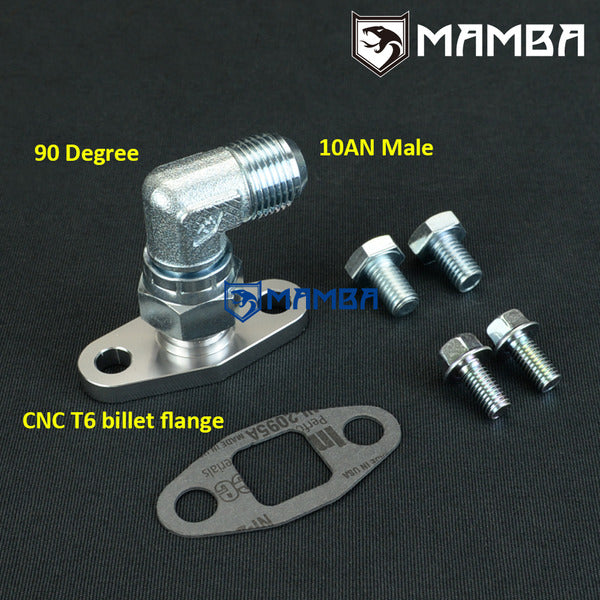 Mamba 90 Deg 10AN Turbocharger Oil Return Drain Flange Kit For Precision GEN2 Pro Mod 110