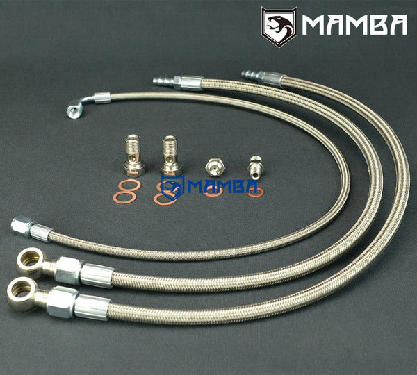 Mamba MAZDA MIATA MX-5 323 GTX w/ Garrett GT28R T25 5 Bolt Turbocharger Oil & Water Line Kit