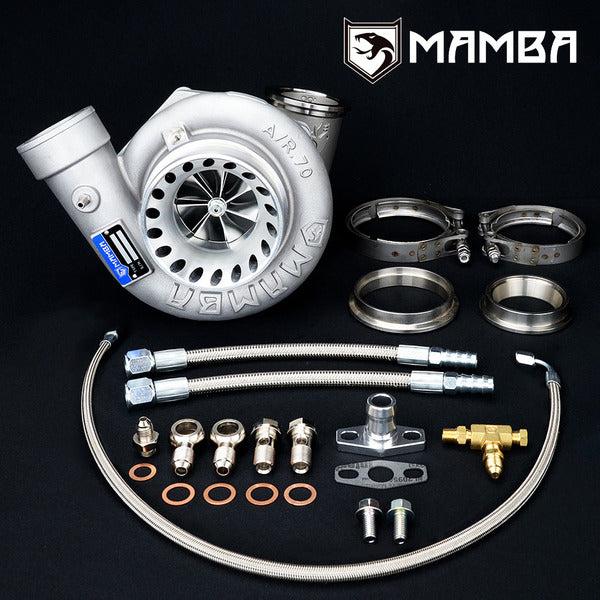 Mamba 7+7 4" A/R.70 Bullet Ball Bearing Turbocharger GTX3576RS .86 V-Band In Out