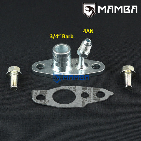Mamba 4AN IN 3/4" Barb Out Turbocharger Oil Feed Return Adapter Flange fits for TOYOTA CT26