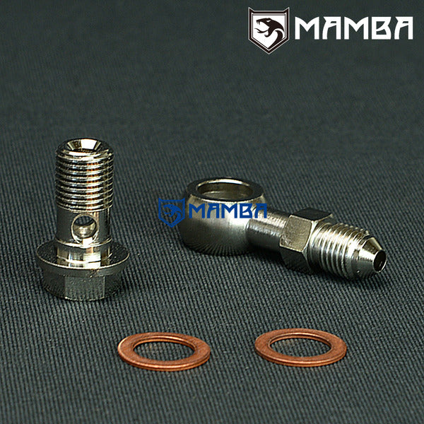 Mamba Banjo Bolt Kit 4AN to M12x1.25 Turbocharger oil Feed from engine For Nissan TOYOTA