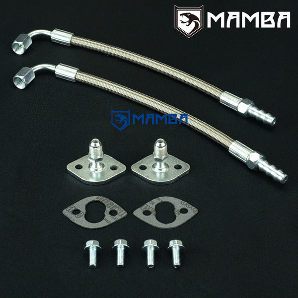 Mamba TOYOTA CT12 CT20 CT26 Turbocharger Water Line Kit 25cm 5/16" Hose 4AN Single Port