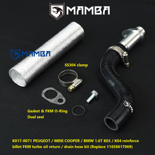 Mamba BMW-MINI-Cooper-S-R55-R61-1-6T-Reinforce FKM Turbocharger Oil Return