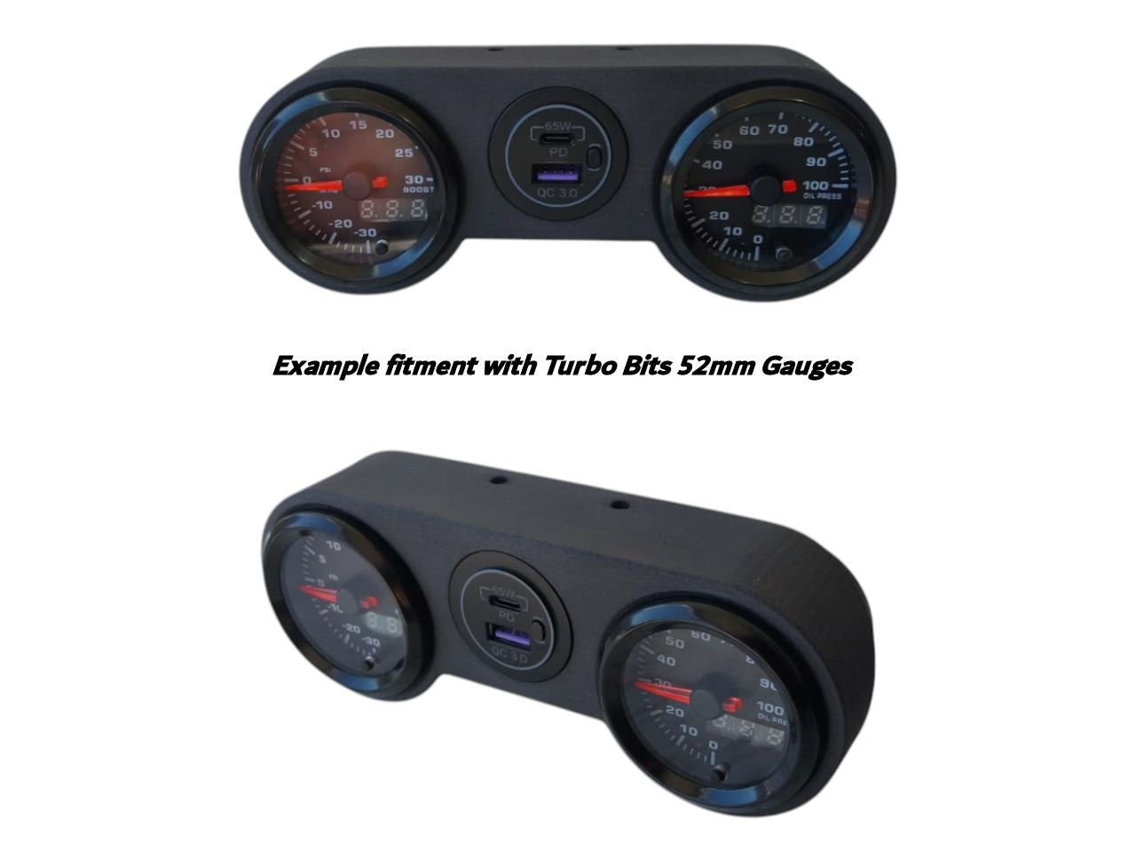 52mm Double gauge pod with USB charging port