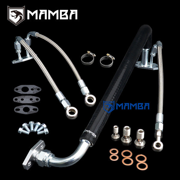Mamba Turbocharger Oil & Water Line Kit For Nissan ZD30ETi 3.0L w/ Garrett GT2052V