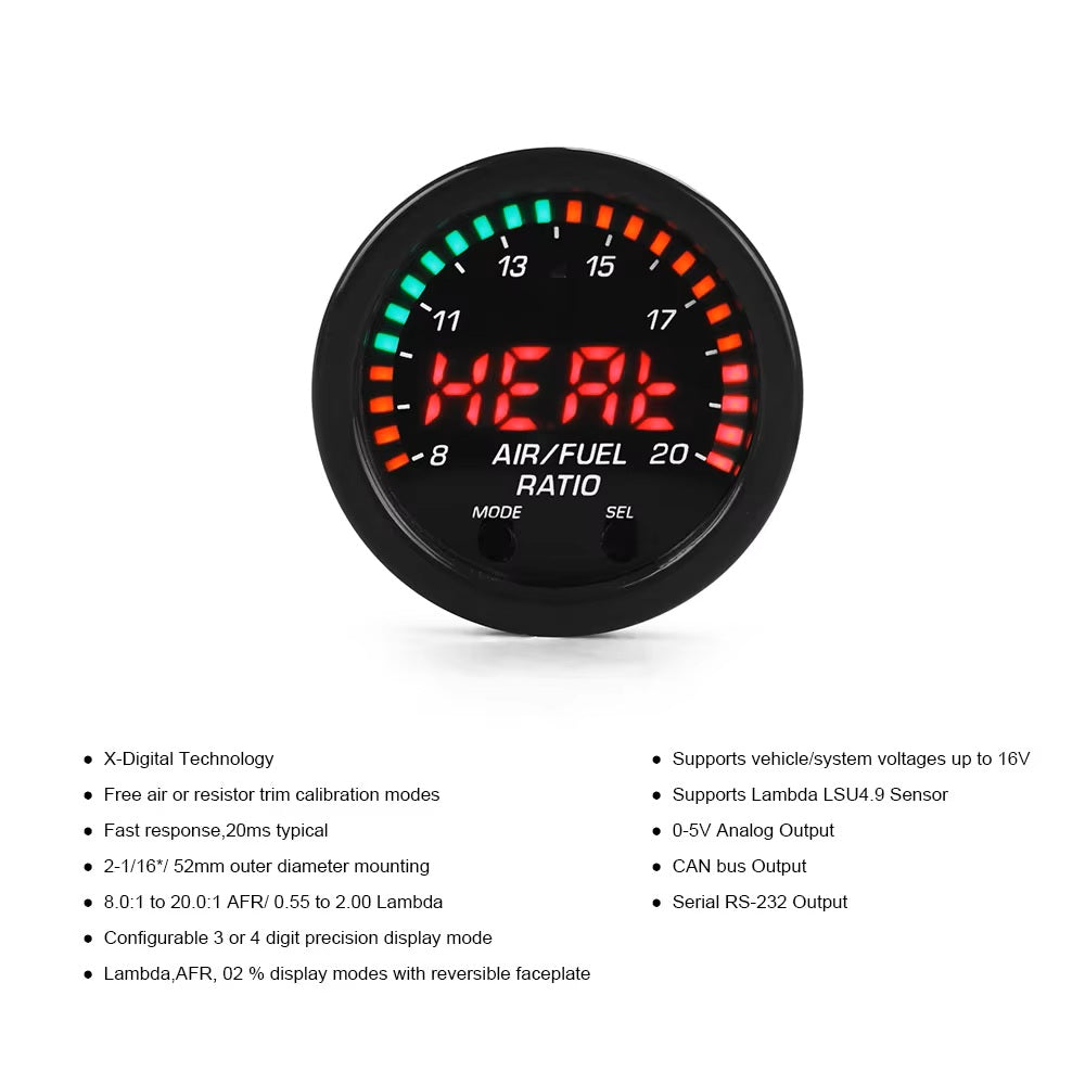 Wideband O2 Air Fuel Ratio Gauge Kit