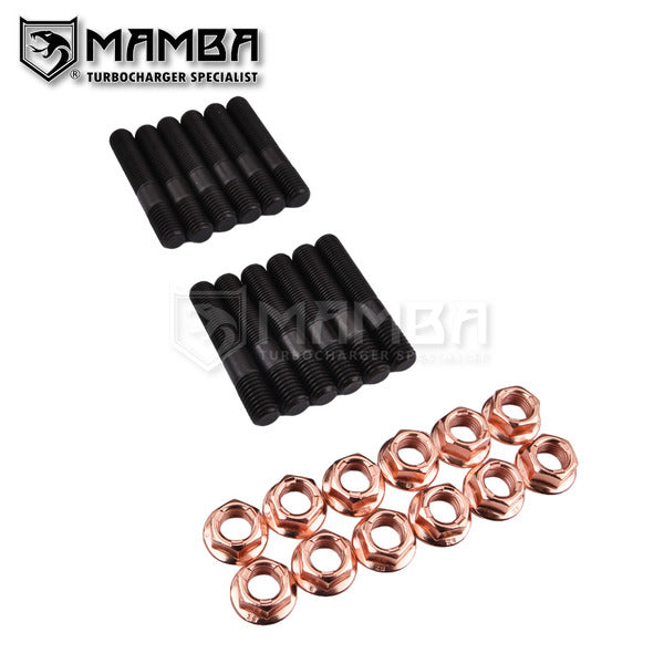 Mamba 12 Sets SNCM439 Nickel Turbo Exhaust Manifold Stud Kit 55mm M10x1.5 to 3/8"-24