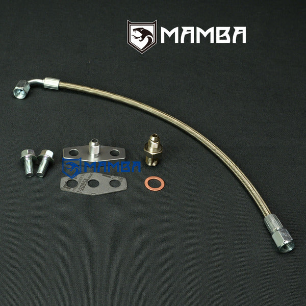 Mamba Turbocharger Oil Feed Line for 5.9L & 6.7L Dodge Ram Truck w/ Garrett T04E T04R