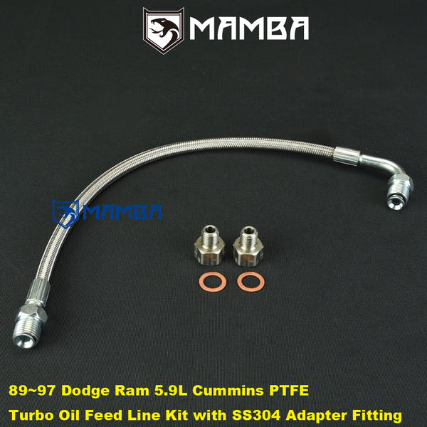 Mamba 89~97 Dodge Ram 5.9 For Cummins Turbocharger oil feed line (Adapter Fitting included)