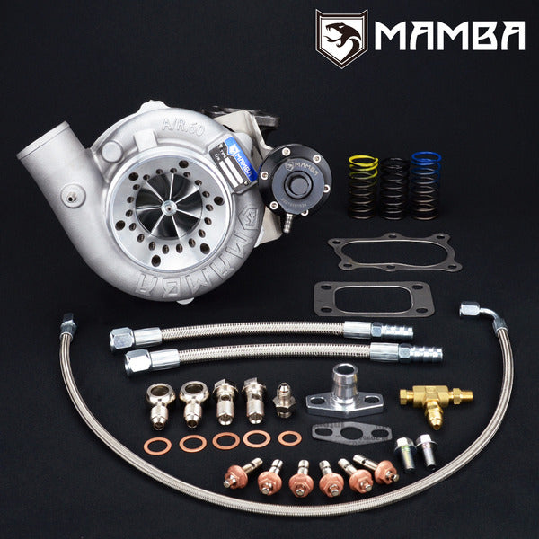 Mamba 7+7 Universal 4" A/R.60 GTX3076R Ball Bearing Turbocharger + .73 T3 6 bolt IWG
