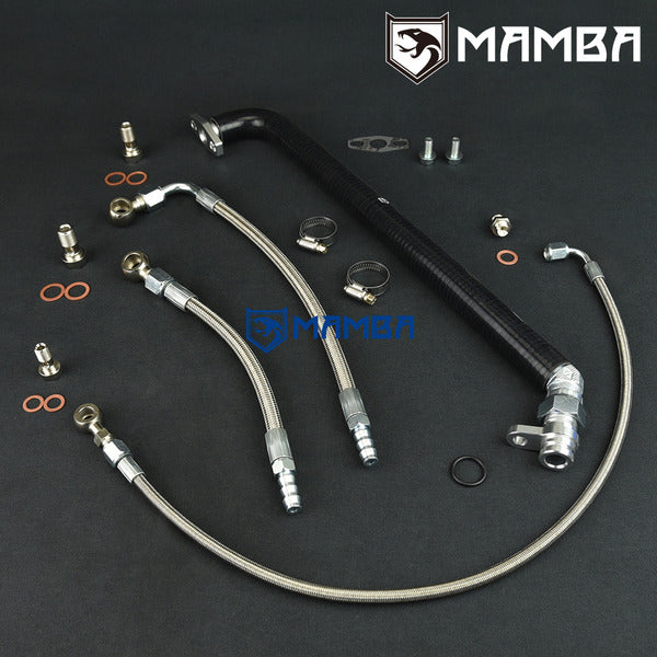Mamba Turbocharger Oil Water Line for Mitsubishi 4B11T Lancer EVO X 10 w/ Garrett GT30R GT35R