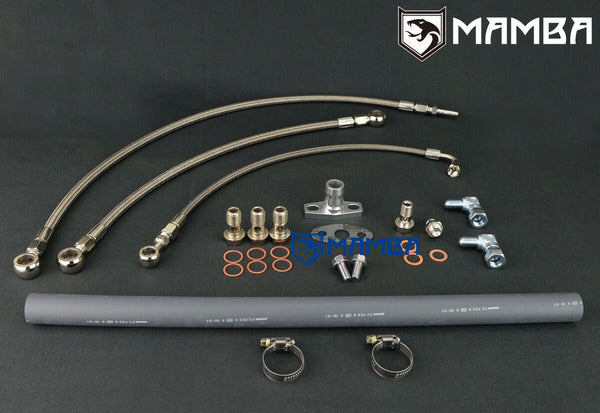 Mamba Turbocharger Oil & Water Line Kit For Nissan RD28 Patrol w/ Garrett GT2554R GT28R