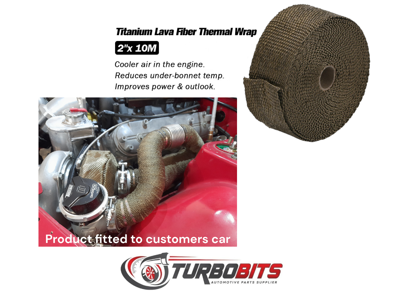 Premium Titanium Heat Wrap - 50mm x 2mm x 10m - Quality 1750°C Rated + Free Ties