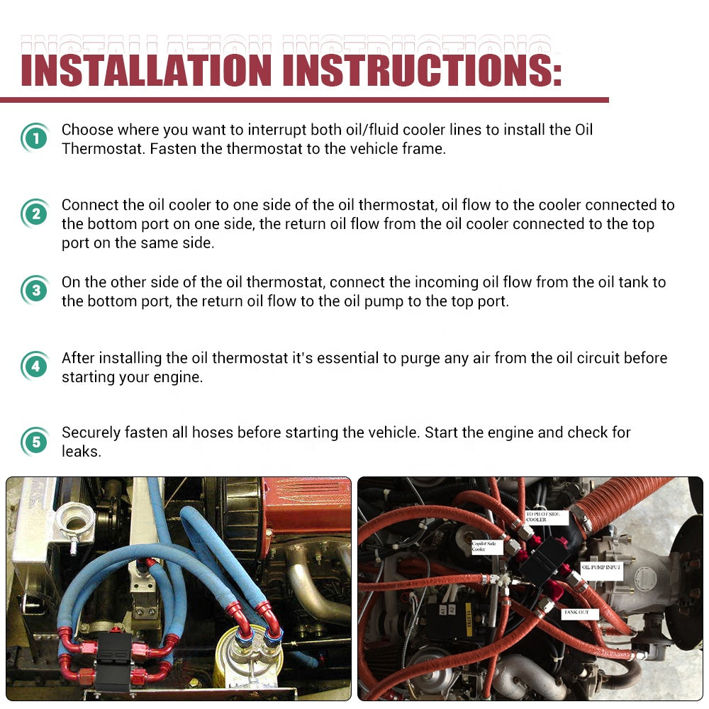 Oil Cooler In-Line Oil Thermostat AN10
