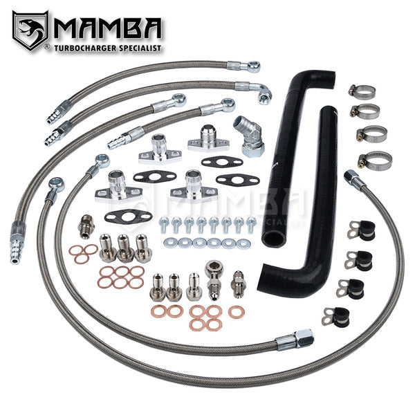 Mamba Turbocharger Oil & Water Line Kit Mitsubishi 6G72T 3000GT VR4 Stealth TD04