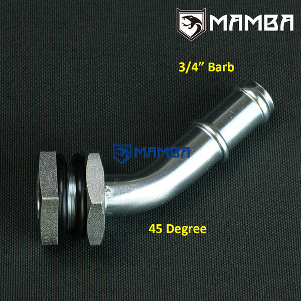 Mamba DIY oil pan sump Turbocharger oil return drain adapter 45Deg 3/4" barb