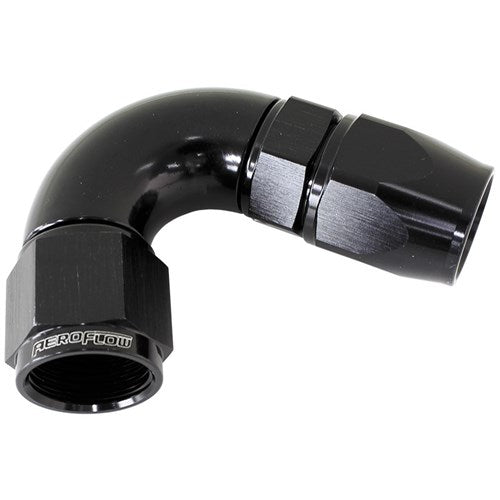 Aeroflow 570 Series PTFE 120° Hose End -8AN Black Finish. Suits 200 & 250 Series Hose - AF574-08DBLK