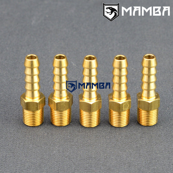 Mamba Male Hose Barb Connector Turbocharger Adapter Fitting 1/8 BSPT to 1/4" Hose (OD 7mm)