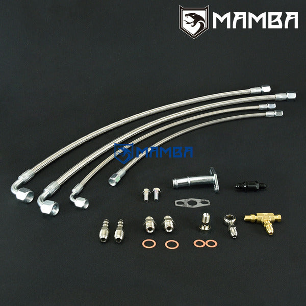 Mamba For HONDA D15 D16 Civic Turbocharger Oil Water Line w/ Garrett GT25R GT28R BB Turbocharger