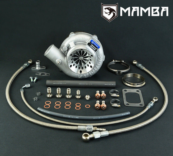 Mamba Ball Bearing Turbocharger 4" .60 GTX3076R .73 T3 V-Band For Nissan RB25DET