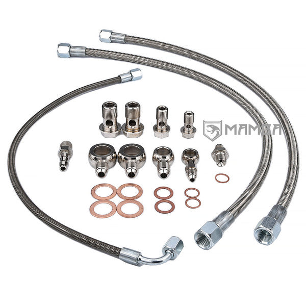 Mamba Turbocharger Oil Water Line For Nissan Skyline RB25DET w/ Stock T3 (18mm Coolant)