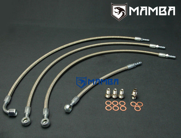 Mamba Turbocharger water coolant line Mitsubishi 6G72T 3000GT VR4 Twin TD04 6AN 3/8"