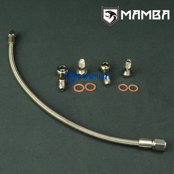 Mamba Turbocharger Oil Feed Line 4G63T Mitsubishi EVO 1~9 w/ Garrett GT30R GT35R Ball Bearing