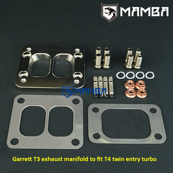 Mamba T3 divided to T4 divided CNC Turbocharger Flange Adapter HX35 HX40 for Cummins 5.9