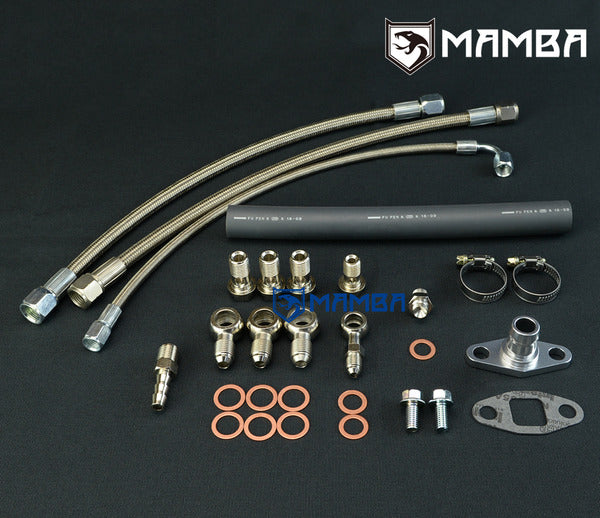 Mamba Turbocharger Oil & Water Line Kit for Nissan RB20DET RB25DET RB30 Top Mountw w/ HKS T3G