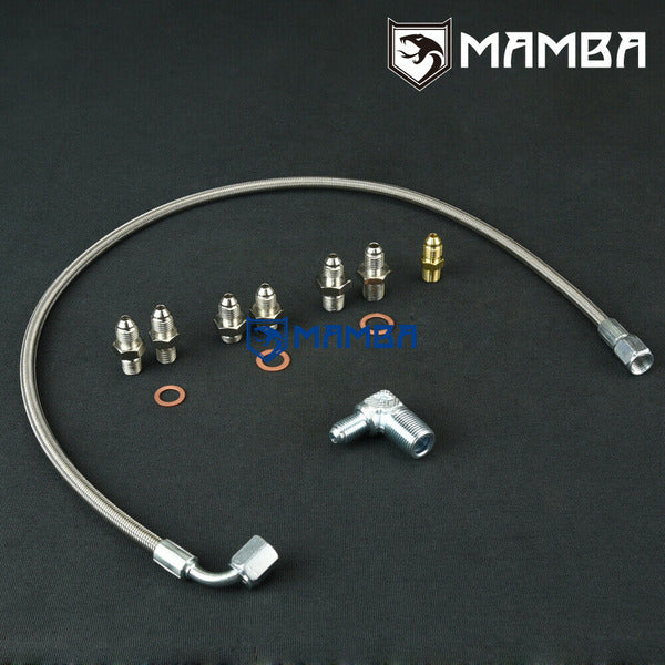 Mamba Turbocharger Oil Feed Line / 4G63T DSM 1G 2G EVO 1~3 VR4 w/ Precision PTE 5858 6262
