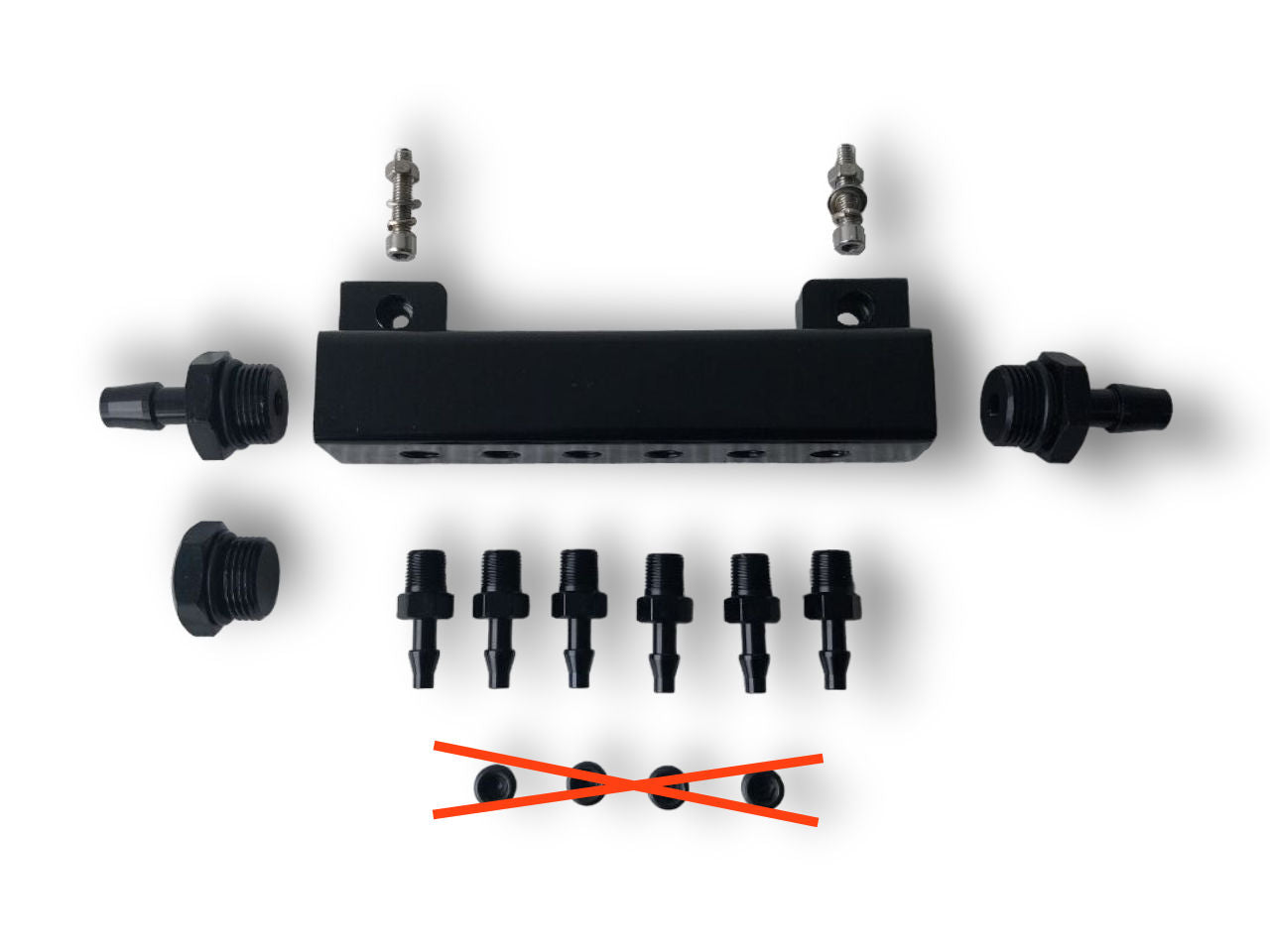 Boost/Vacuum Manifold 6 Port 1/8 NPT less bungs