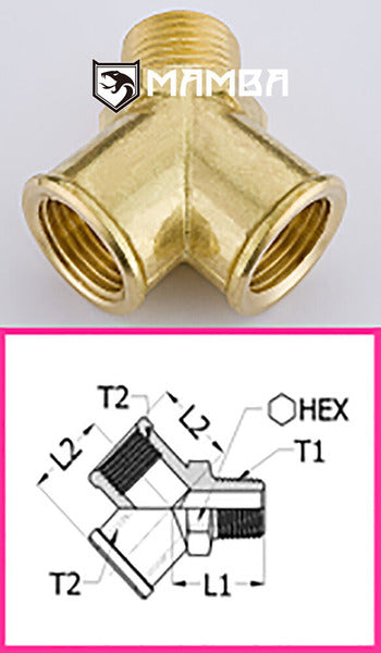 Mamba Turbocharger Adapter Fitting Y type Street Tee 1/4 BSP Male to 1/4 BSP Female (50 pcs)