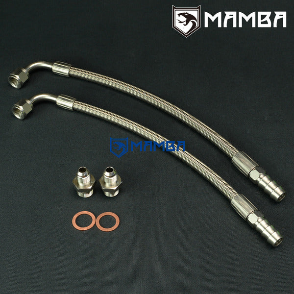 Mamba Universal DIY Turbocharger Water Line Kit 80cm 90Deg-1/2"Barb Fit For Nissan RB20DET T3