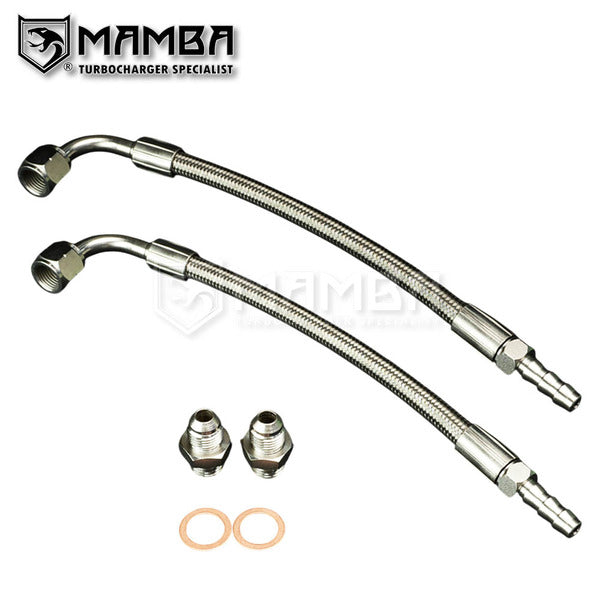 Mamba DIY Turbocharger Water Line Kit 6AN 3/8" Hose 90Deg-3/8" Barb 70cm EFR 7064 7163 7670