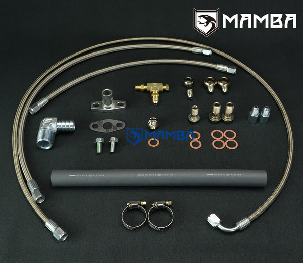 Mamba Turbocharger Oil & Water Line Kit For Nissan TD42 Patrol GQ w/ Garrett GT28R