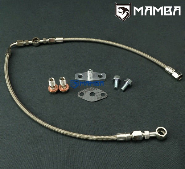 Mamba AVCS Turbocharger Oil Feed Line 02~06 WRX / 04~14 STI w/ T3 T04B T04E For Subaru