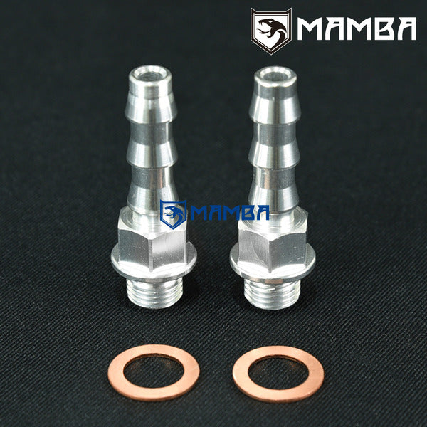 Mamba T6 Turbocharger Water Adapter Barb Fitting Kit M12x1.5 to 3/8" Barb VOLVO TD04H (2P)