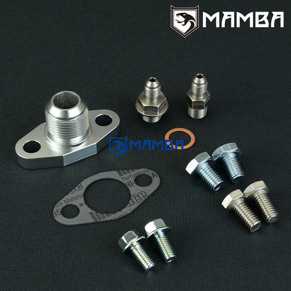 Mamba -4AN OIL FEED & -12AN RETURN Turbocharger Flange fits for Borg Warner S400 SX SX-E