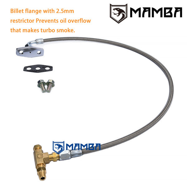 Mamba Turbocharger Universal Oil Feed Line Kit For KKK K26 K27 70cm w/ 2.5mm restrictor