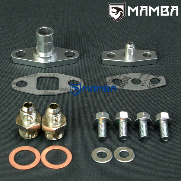 Mamba Garrett GT42R GT45R ball bearing 4AN 3/4" barb Turbocharger oil & water flange adapter