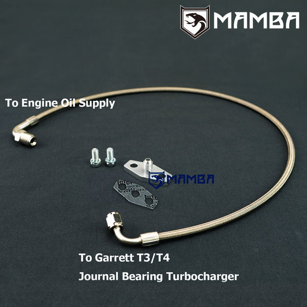 Mamba Turbocharger Oil Feed Line Kit Neon SRT4 PT Cruiser w/ Garrett T3/T4 T04B T04E T04R