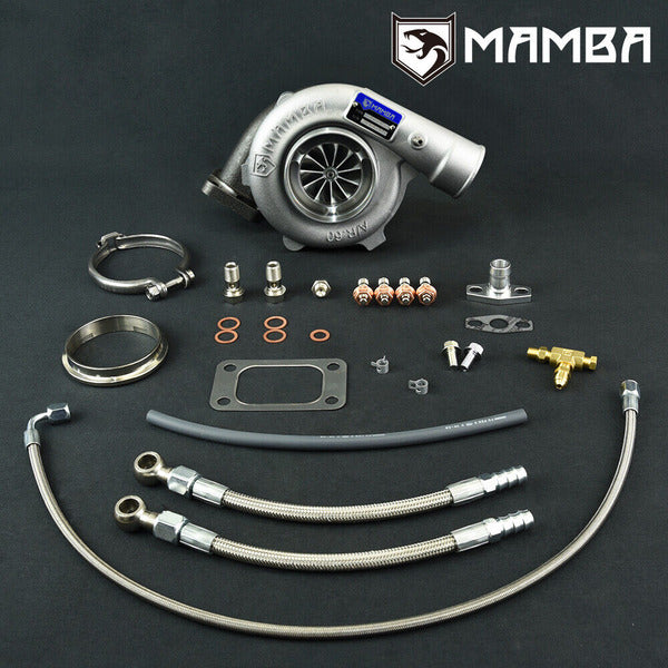 Mamba Ball Bearing Turbocharger 3" .60 Twisted AS GTX2971R 84T w/ .64 T3 V-Band