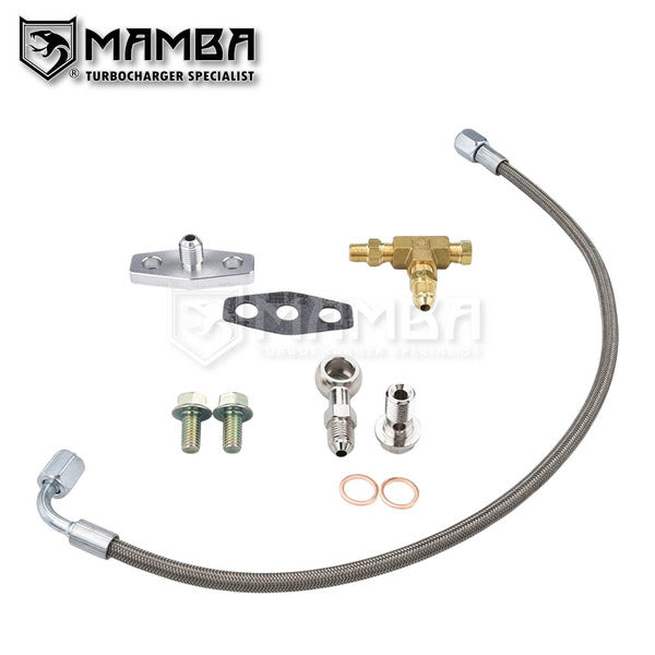 Mamba Turbocharger Oil Feed Line Kit for Nissan Patrol TD42 GQ Hitachi HT18 (2mm restrictor)