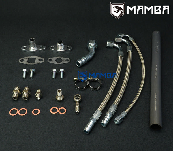 Mamba Turbocharger Oil & Water Line Kit For TOYOTA Supra 7M-GTE w/ Garrett T04Z Ball Bearing