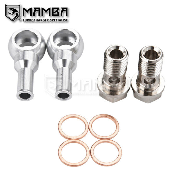 Mamba Turbocharger Water Banjo Bolt Pipe Kit M14x1.5 to 3/8" Barb GTX2967R GTX2971R GTX2976R