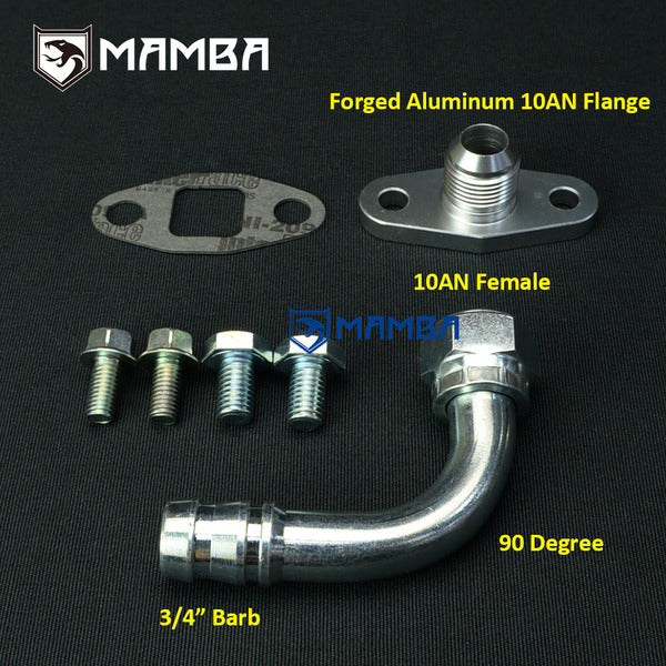 Mamba 90Deg 3/4" Barb Turbocharger Oil Return Drain Flange Kit For Precision PTE GEN2 6266