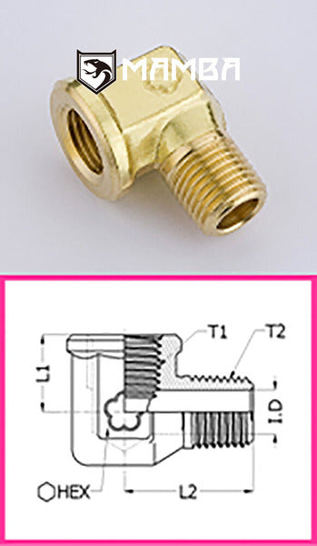Mamba Turbocharger Adapter Fitting Street Elbow 90 Degree 1/8 BSP (F) to 1/8 BSP (50pcs)